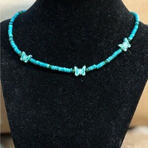 Turquoise Butterfly Beaded Necklace